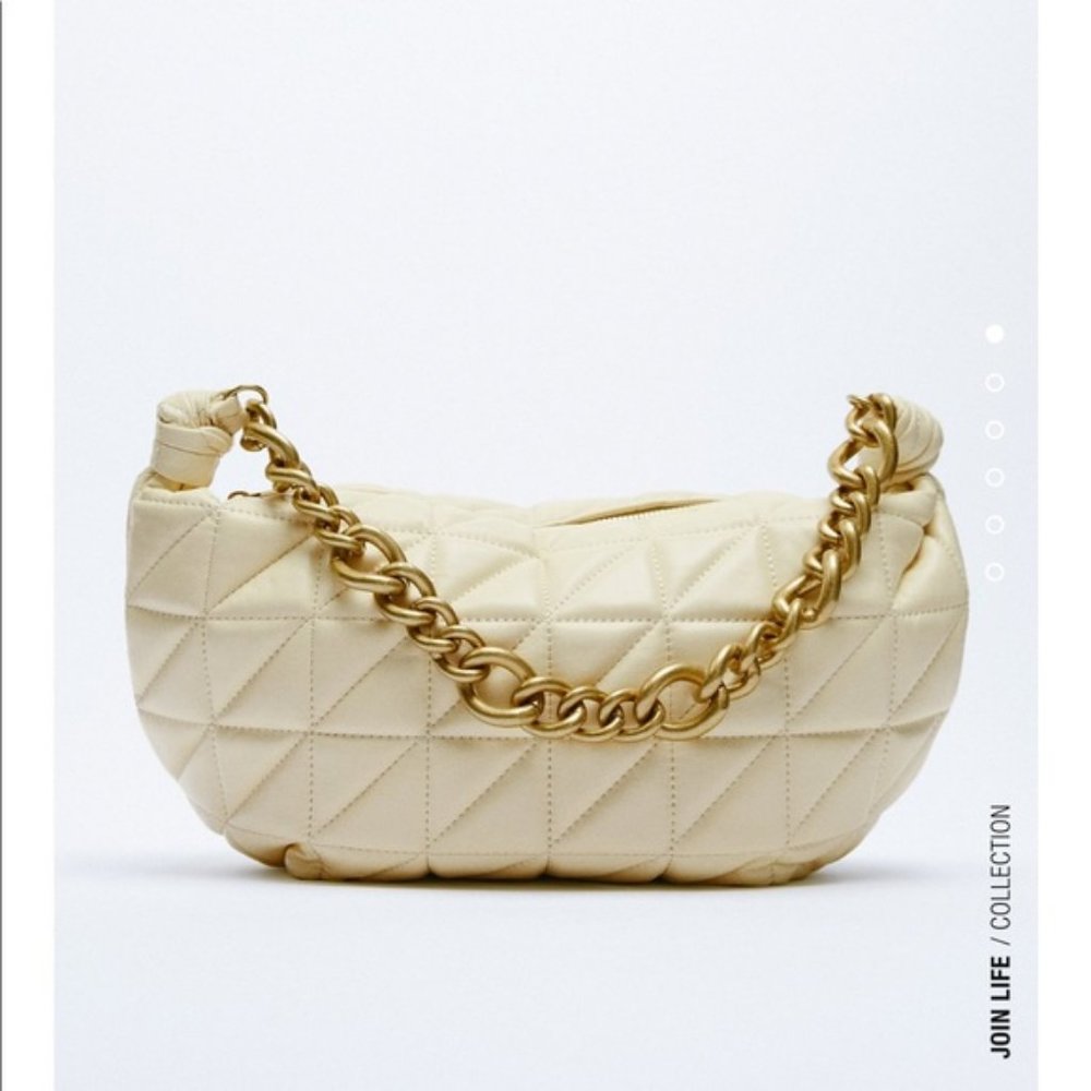 Zara QUILTED LEATHER BAG NWT